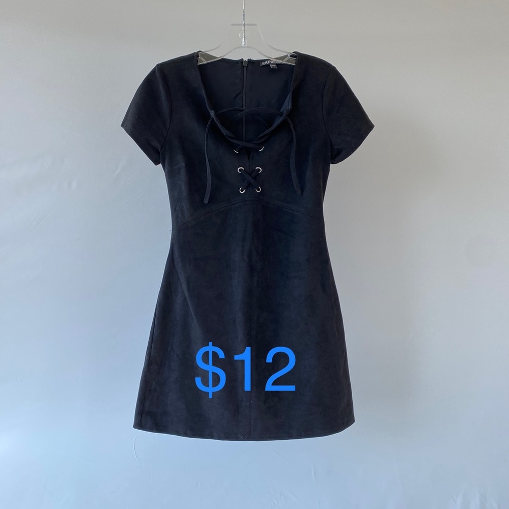 Dress, Black, Express, Sueded Fabric